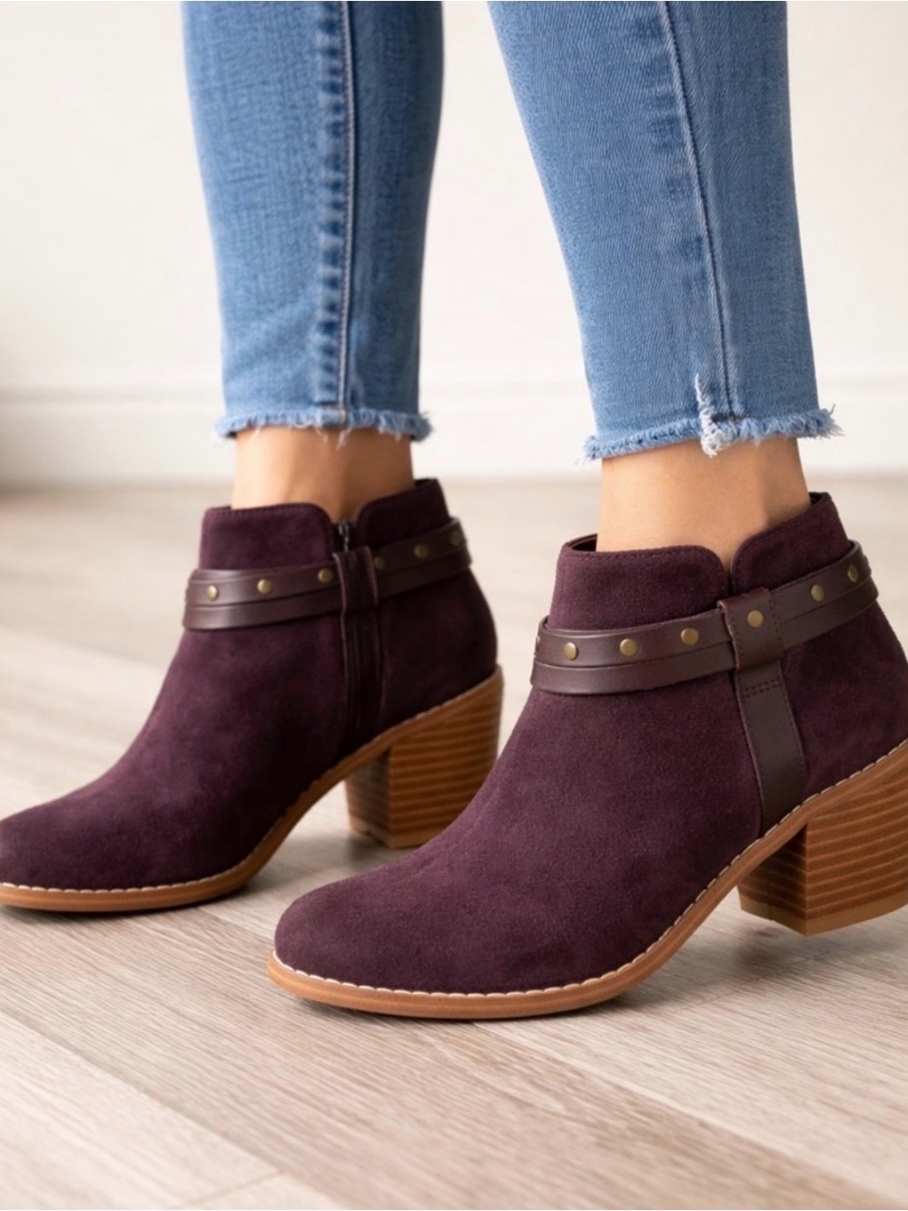 Clarks Somerset Breccan suede ankle booties Sz 8.5 western winter fall work wear